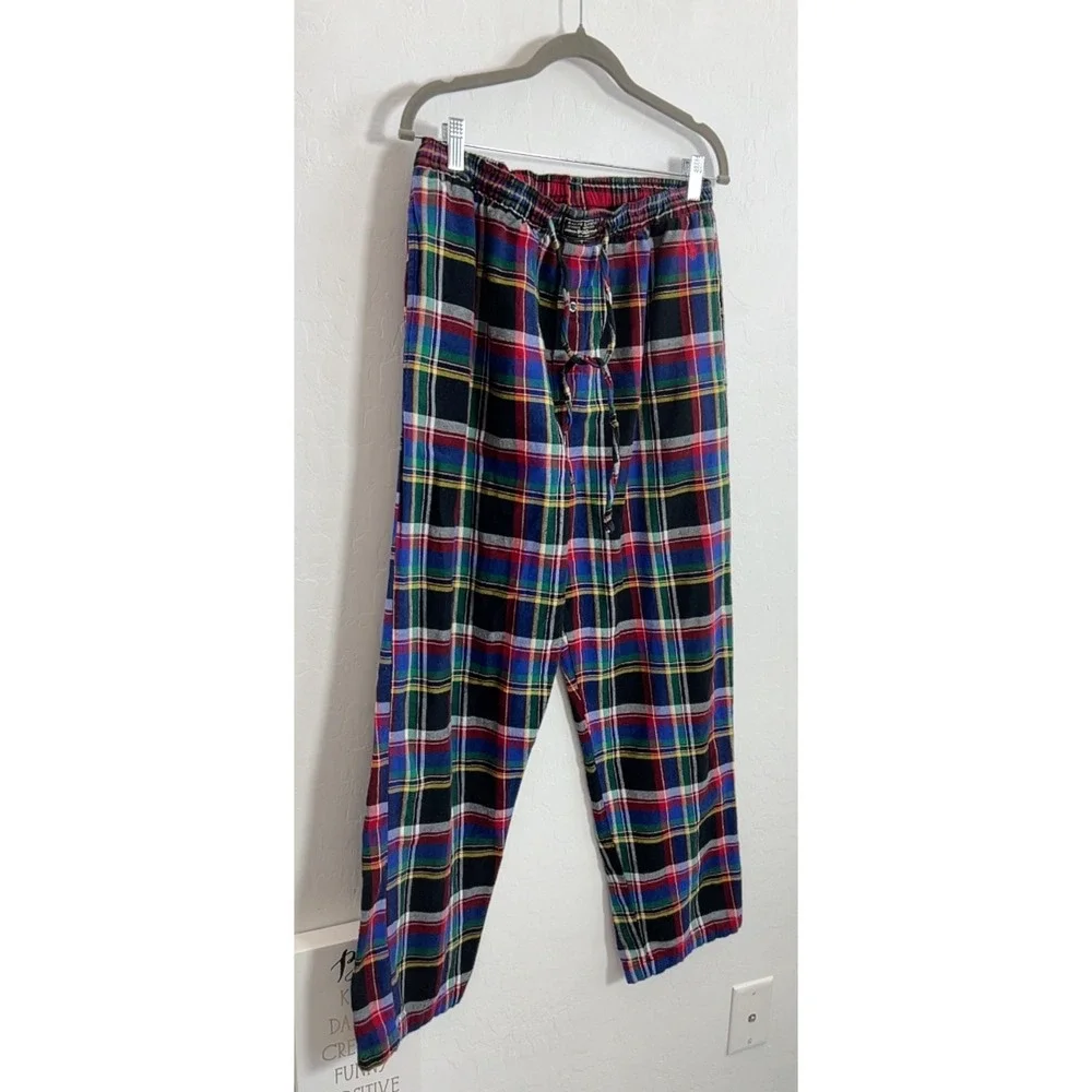 Polo Ralph Lauren plaid cotton pajama pants L drawstring elastic waist lounge
